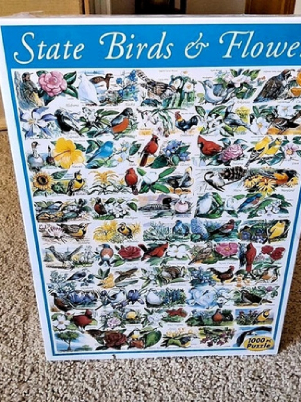 White Mountain Puzzles, State Birds & Flowers 1000 Piece Puzzle 24" x 30" Sealed